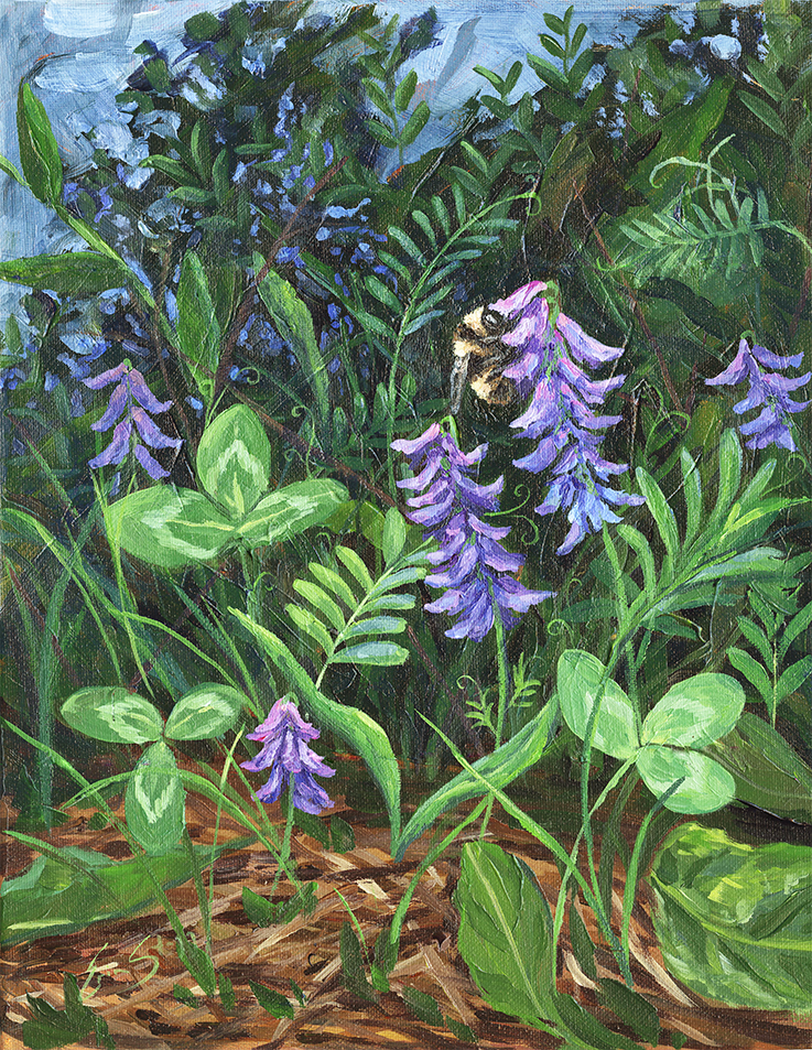 Bumblebee and Vetch - Original Painting