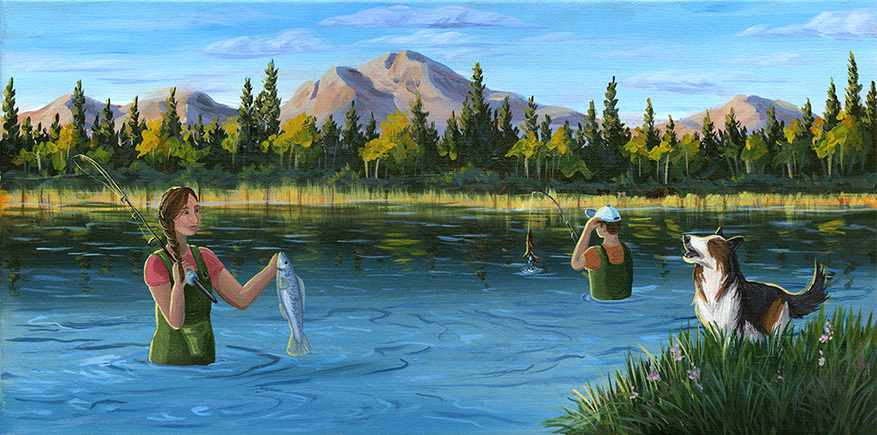 Fishing with Atim - Original Painting