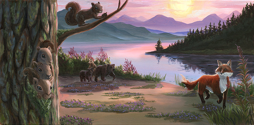 Fox and Squirrel - Original Painting