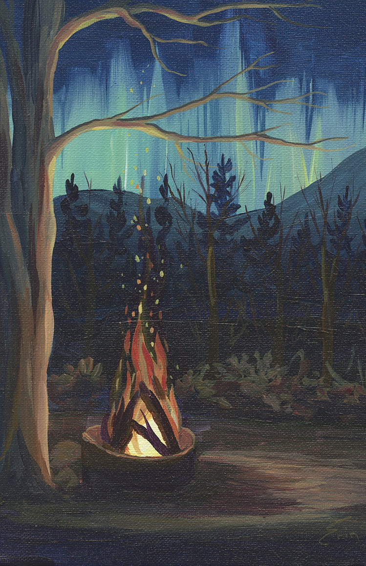 Campfire and Aurora - Poster Prints *Clearance*