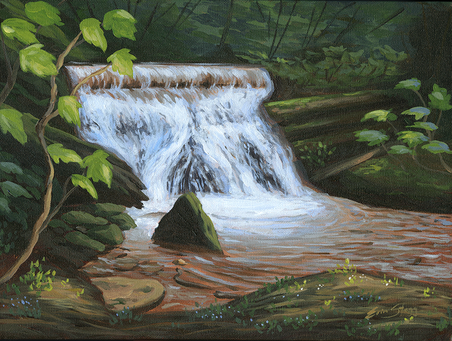 Little Forest Waterfall - Original Painting