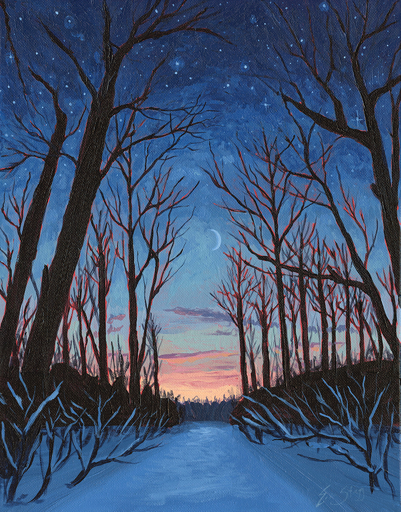 Winter among the Cottonwoods - Original Painting